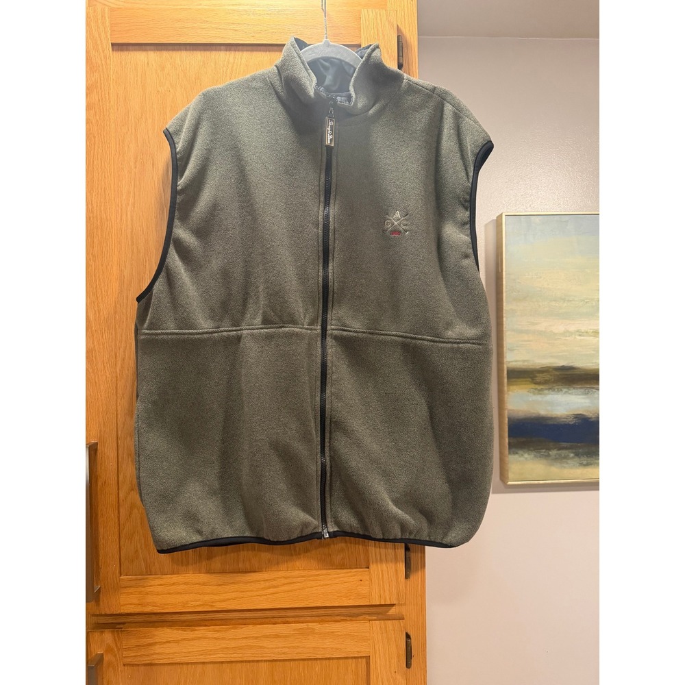 Straight Down Mens XL Fleece Golf Vest Olive Green Full Zip Annandale Golf Club